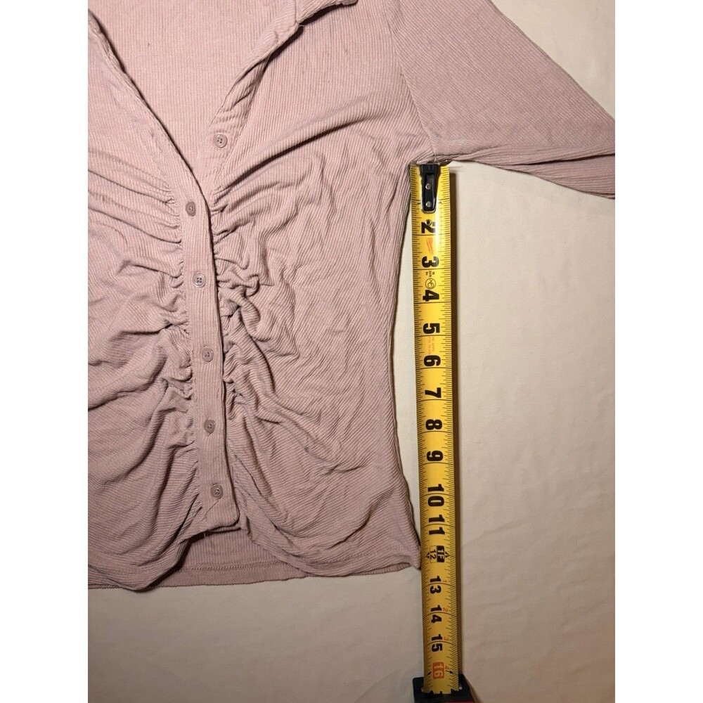Old Navy Women’s Ruched Ribbed Button Front Top Pink Size Small - Picture 4 of 6